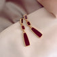 Dark Red Dangle Earrings Jewelry Accessories Girls Fashion Accessory