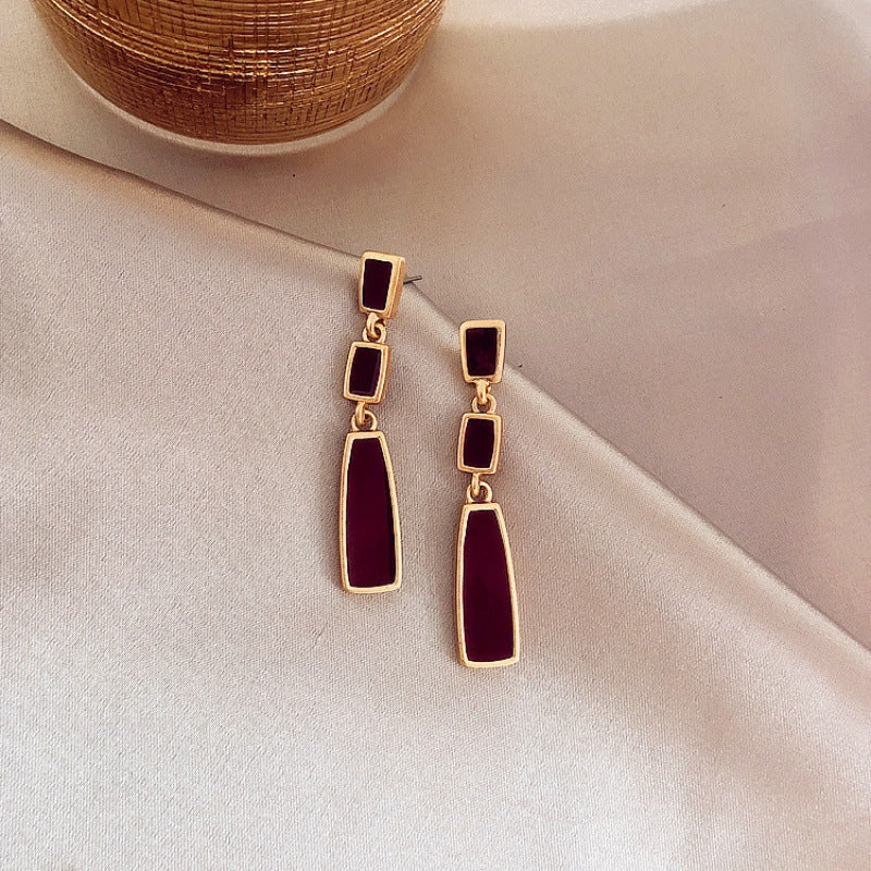 Dark Red Dangle Earrings Jewelry Accessories Girls Fashion Accessory