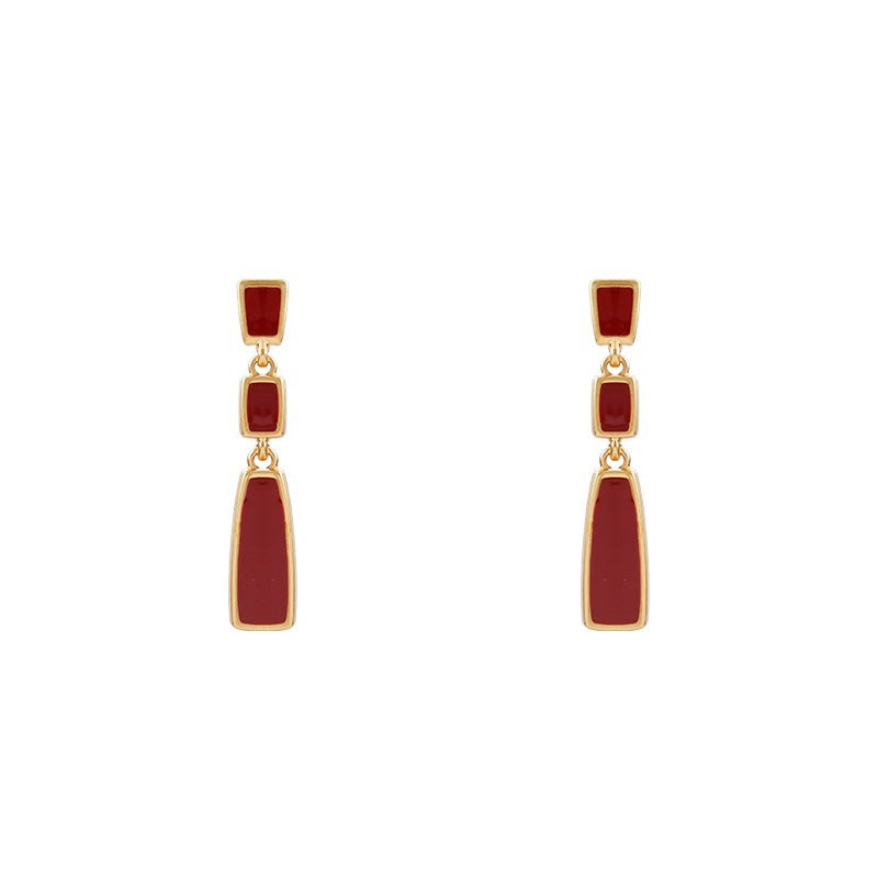 Dark Red Dangle Earrings Jewelry Accessories Girls Fashion Accessory