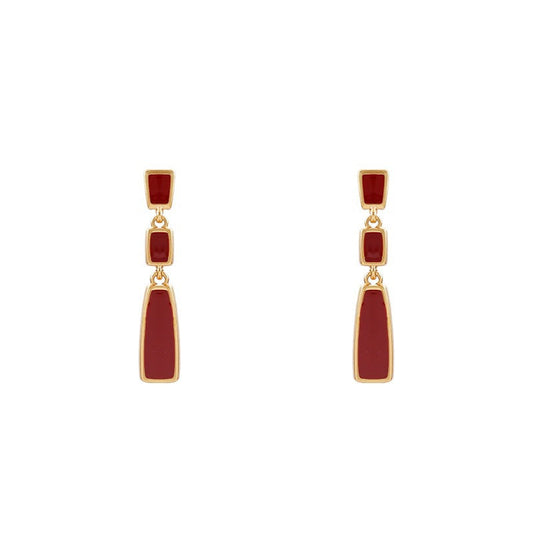 Dark Red Dangle Earrings Jewelry Accessories Girls Fashion Accessory