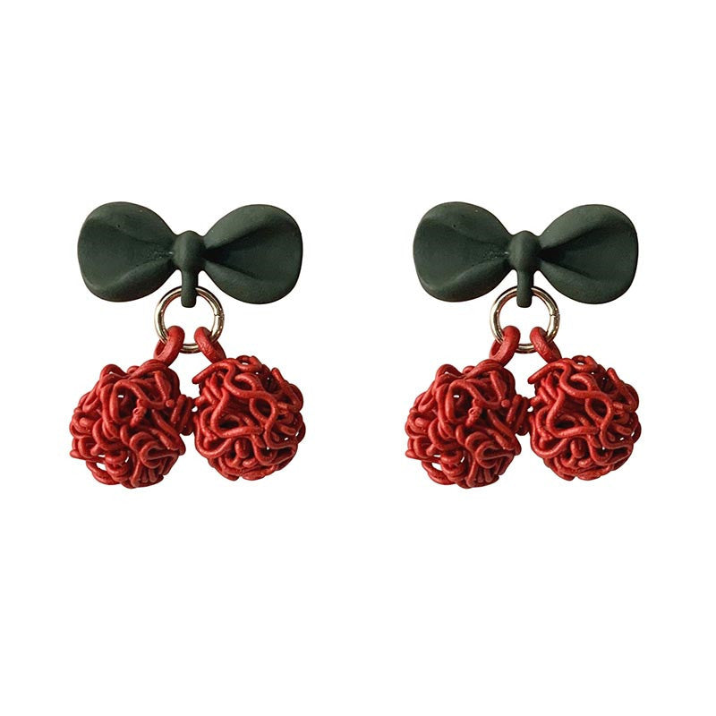 Cherry Ball Stud Earrings Women Charm Stud Jewelry Birthday Holiday Gifts