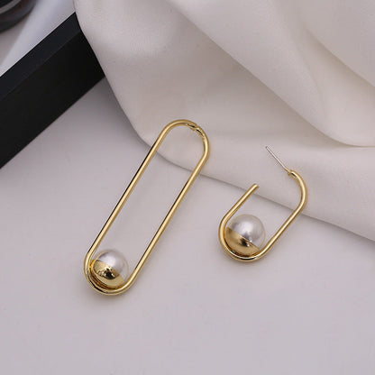 Geometric Detail Faux Pearl Dangle Fashion Earrings for Women Stylish Party Jewelry Gift