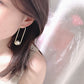 Geometric Detail Faux Pearl Dangle Fashion Earrings for Women Stylish Party Jewelry Gift