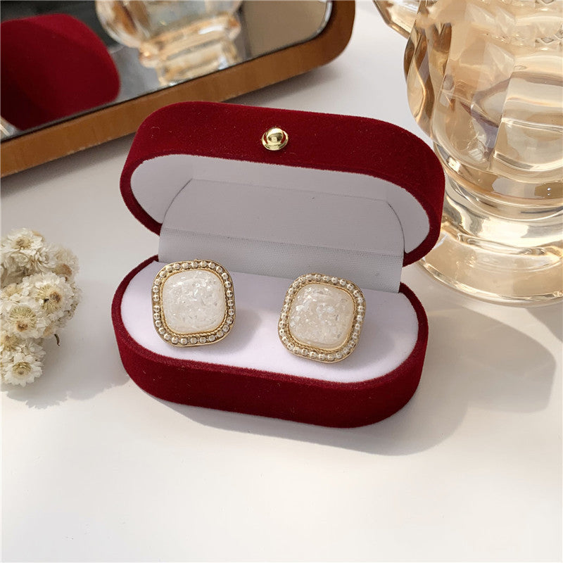 White Glitter Stud Earrings for Girls Women Stud Jewelry Gift Accessories