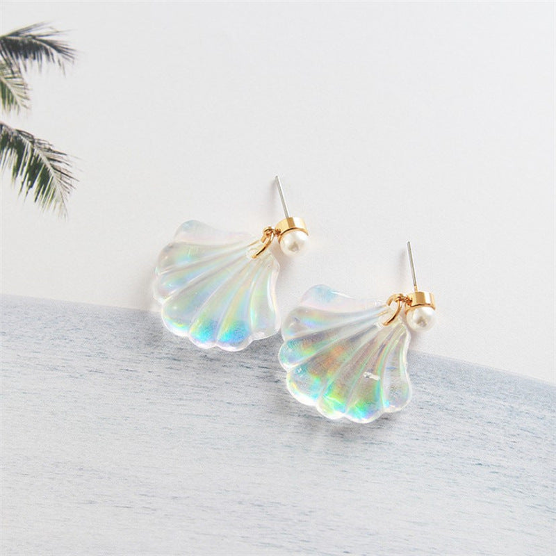 Crystal Shell Ear Studs Fashion Earrings for Women Stylish Party Jewelry Gift
