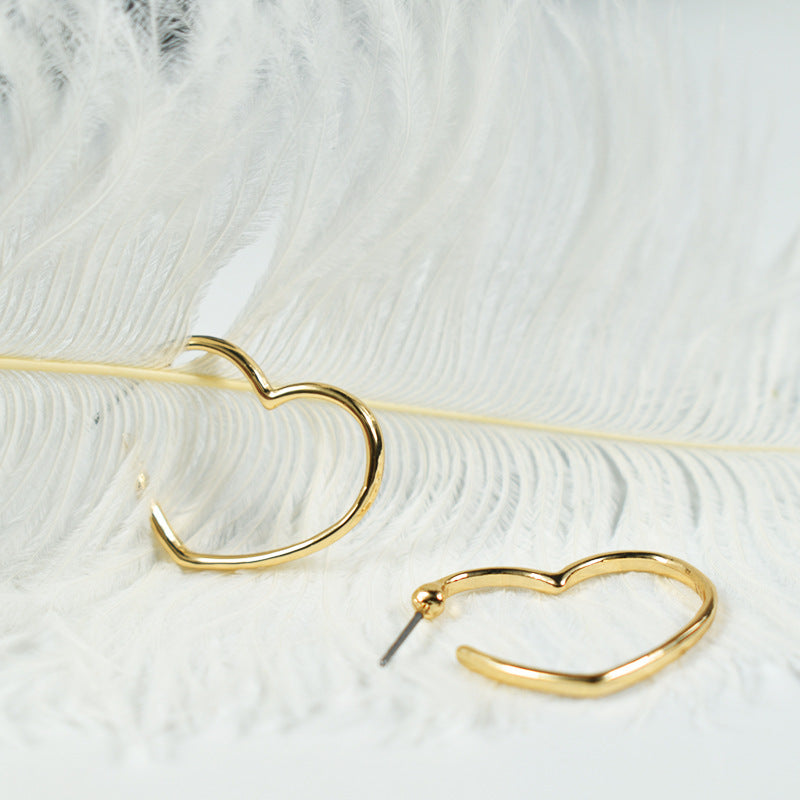 Simple Heart Hoop Earrings Special Gift for Women Girl Fashion Jewelry