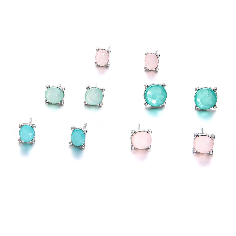 5pairs Pastel Jewelry Stud Earring Modern Fashion Women Earrings Piercing Studs