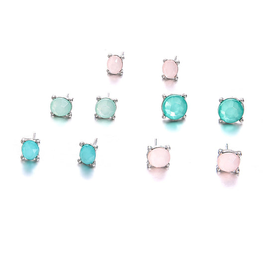5pairs Pastel Jewelry Stud Earring Modern Fashion Women Earrings Piercing Studs