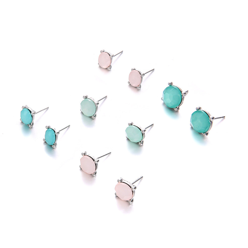 5pairs Pastel Jewelry Stud Earring Modern Fashion Women Earrings Piercing Studs