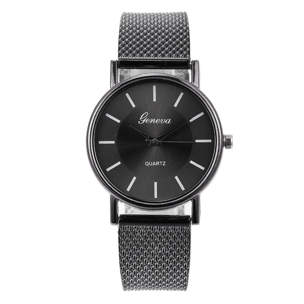 Imitation Mesh Belt Quartz Couple Watch