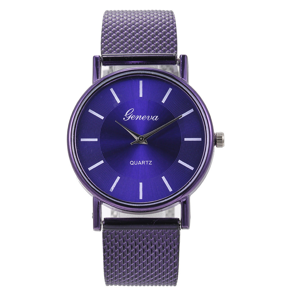 Imitation Mesh Belt Quartz Couple Watch