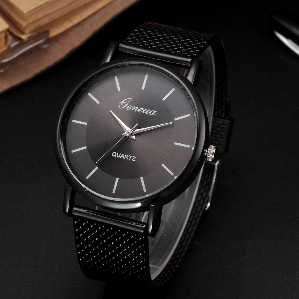 Imitation Mesh Belt Quartz Couple Watch