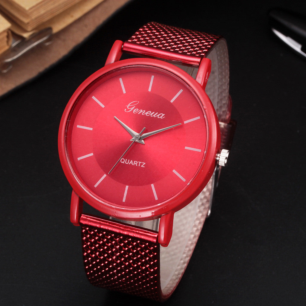 Imitation Mesh Belt Quartz Couple Watch