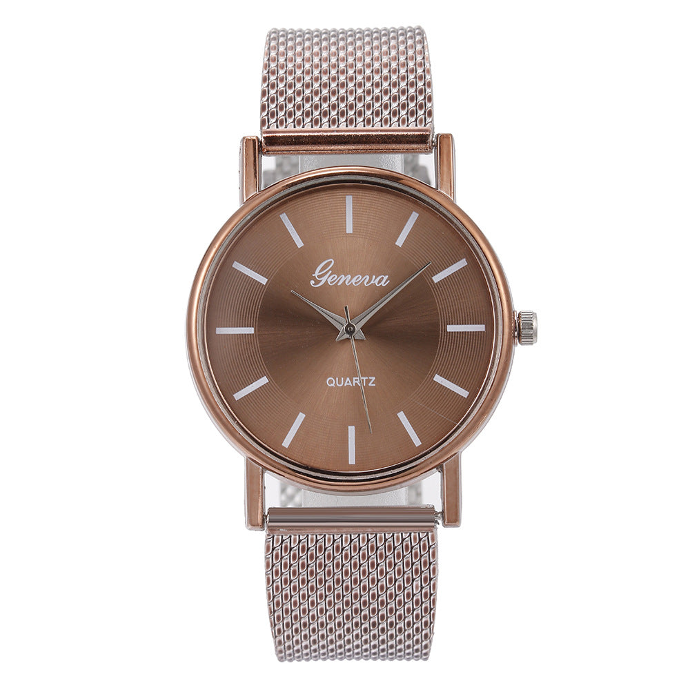 Imitation Mesh Belt Quartz Couple Watch