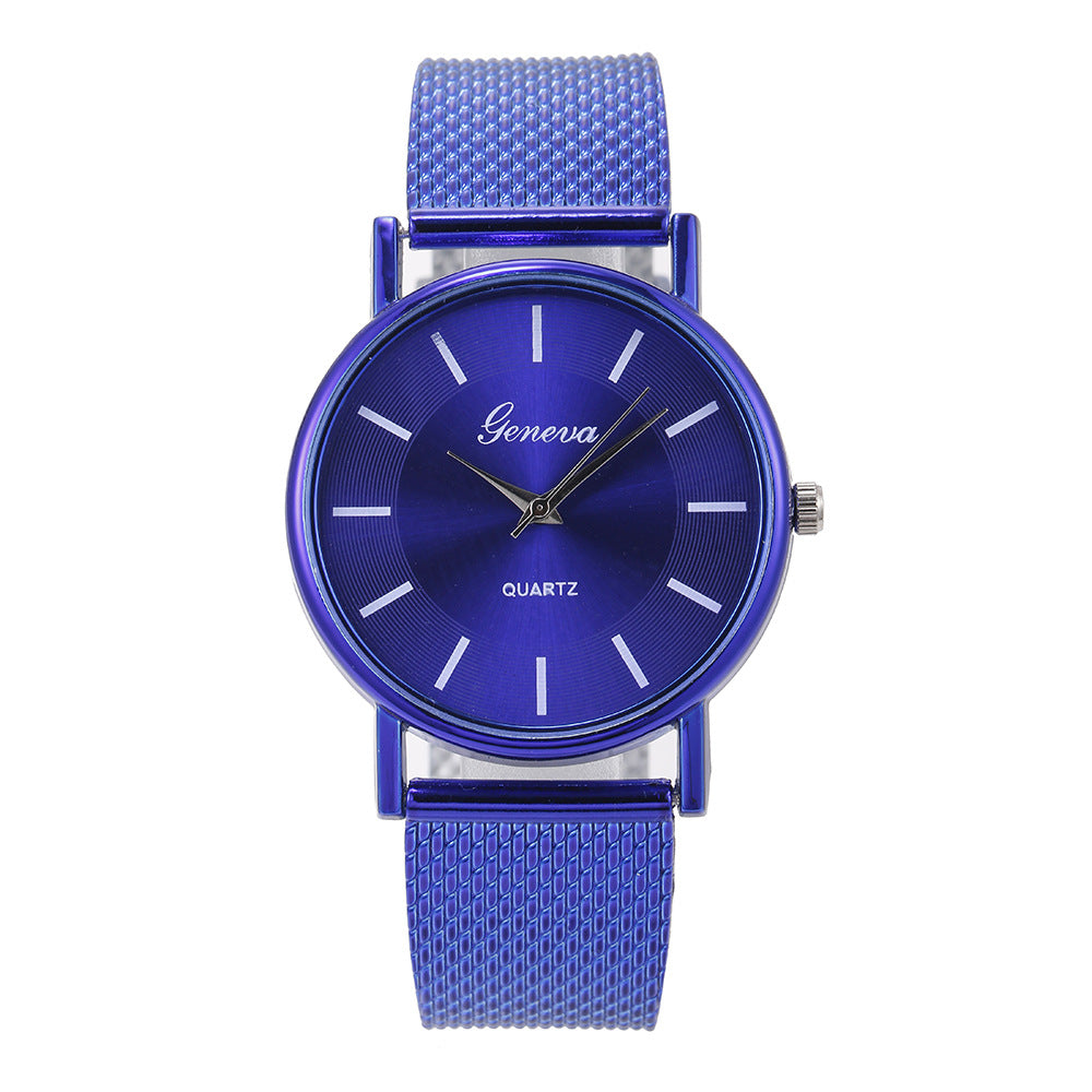 Imitation Mesh Belt Quartz Couple Watch