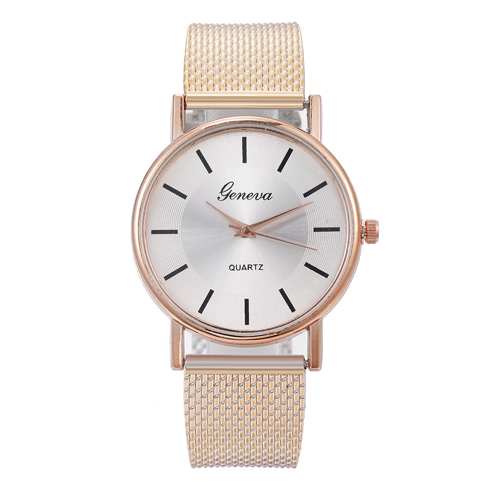 Imitation Mesh Belt Quartz Couple Watch