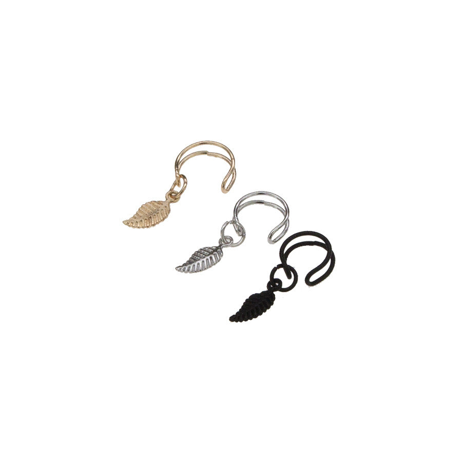 European And American Fashion Simple Punk Metal Leaves Without Pierced Ear Clips