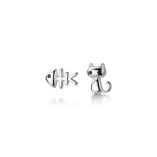 Cat and Fish Stud Earrings Women Fashionable Luxurious Earrings Jewelry