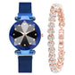 Women's Watch Square Diamond Rhinestone Starry Sky Face Ladies Casual Fashion Watch Set Bracelet Watch