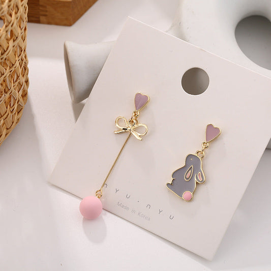 Rabbit Heart Drop Ear Dangle Fashion Earrings for Women Party Jewelry Gift