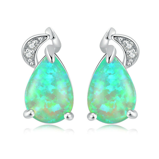 Green Holographic Stud Earrings for Women Girls Fashion Earrings Piercing