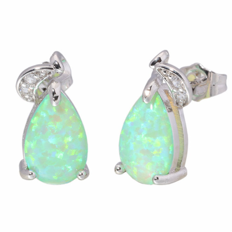Green Holographic Stud Earrings for Women Girls Fashion Earrings Piercing