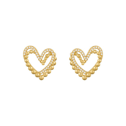 Dots Heart Stud Earrings for Girls Women Stud Jewelry Gift Accessories