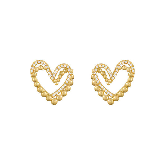 Dots Heart Stud Earrings for Girls Women Stud Jewelry Gift Accessories