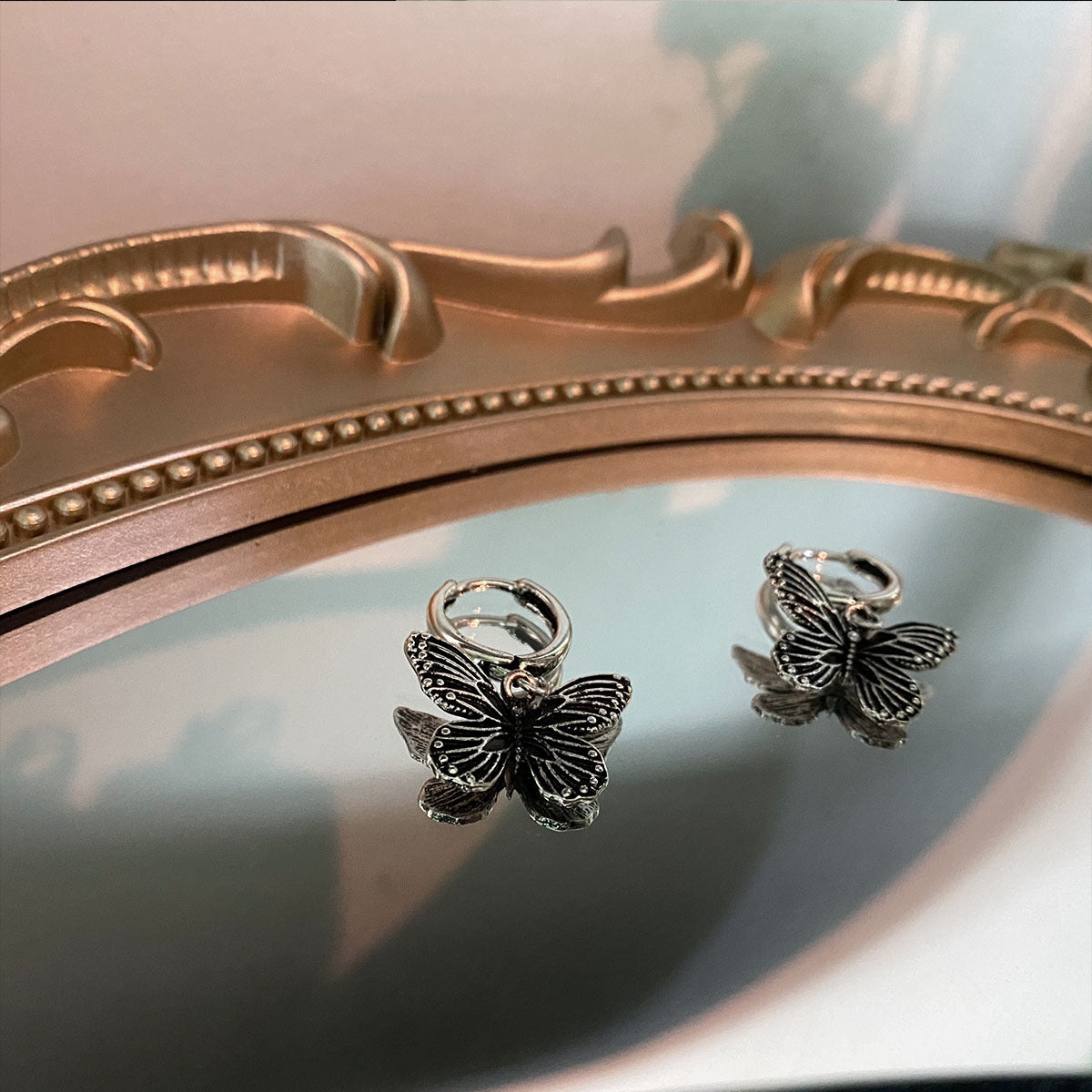 Gothic Small Butterfly Ear Drop Earrings Dangle Women Fashion Jewelry Gift for Her