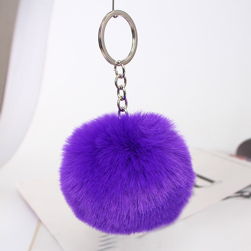 20 Colors Fluffy Fur Pom Pom Keychain Soft Faux Fur-like Ball Car Keyring Key Holder Women Bag Pendant Jewelry