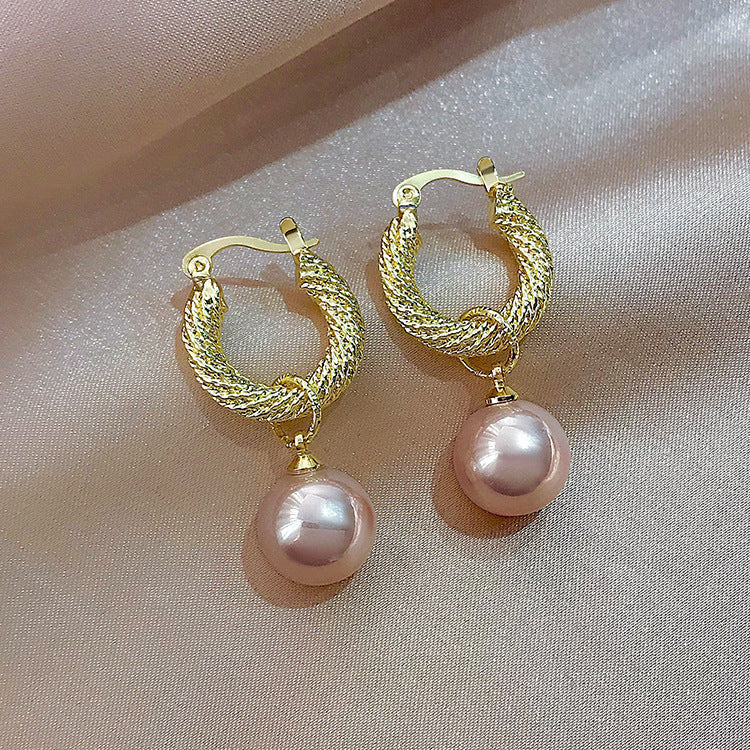 Champagne Faux Pearl Drop Earring Women Jewelry Mom Gift Everyday Wear Earrings