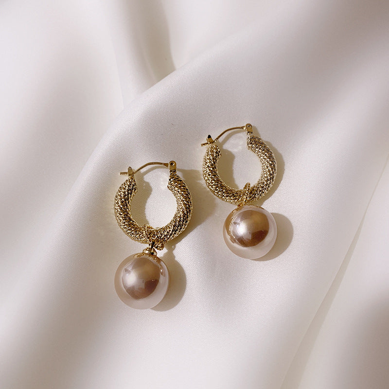 Champagne Faux Pearl Drop Earring Women Jewelry Mom Gift Everyday Wear Earrings