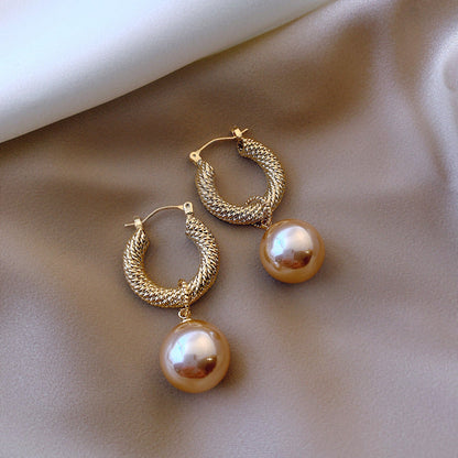 Champagne Faux Pearl Drop Earring Women Jewelry Mom Gift Everyday Wear Earrings
