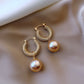 Champagne Faux Pearl Drop Earring Women Jewelry Mom Gift Everyday Wear Earrings