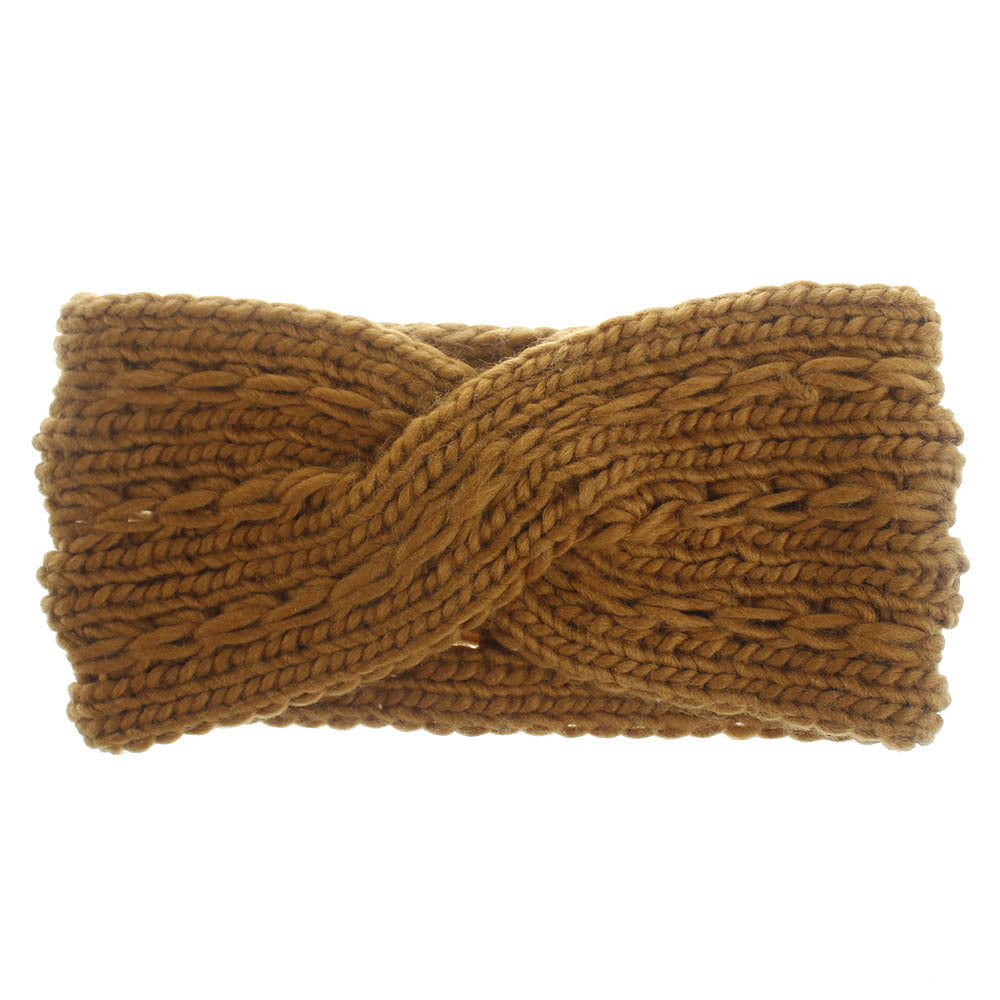 Acrylic Thick Wool Knitted Headband Diagonally Crossed Hair Accessories For Women