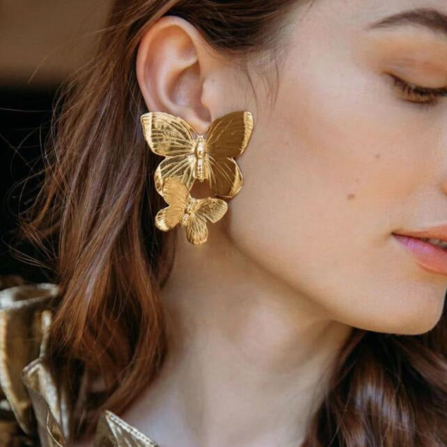 Textured Butterflies Dangle Earrings Jewelry Accessories Girls Fashion Accessory