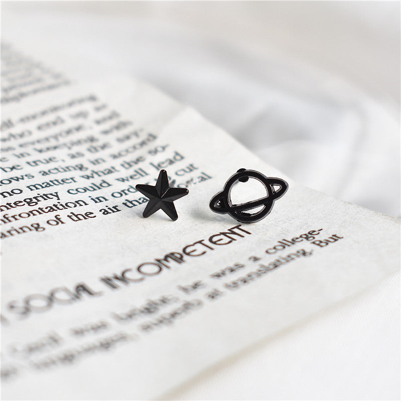 Black Planet Star Stud Earrings Women Jewelry Mom Gift Everyday Wear Earrings