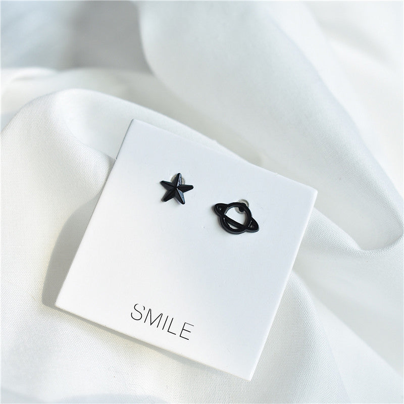 Black Planet Star Stud Earrings Women Jewelry Mom Gift Everyday Wear Earrings