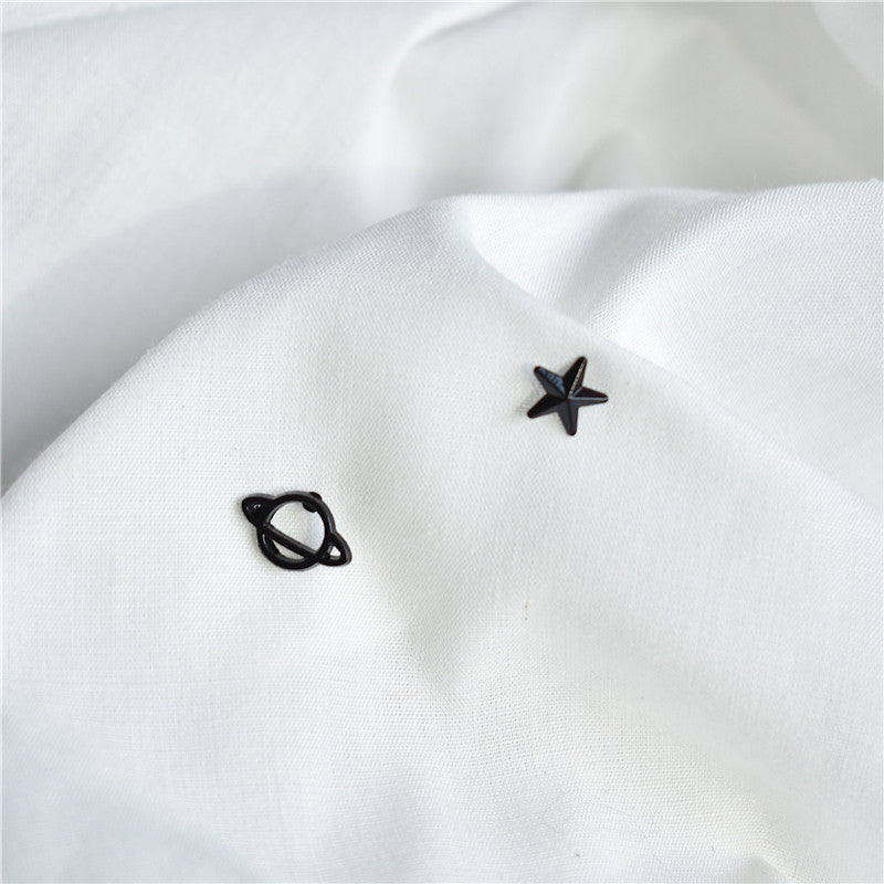 Black Planet Star Stud Earrings Women Jewelry Mom Gift Everyday Wear Earrings