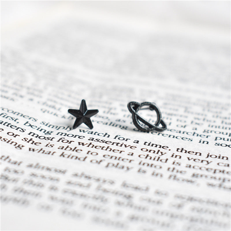 Black Planet Star Stud Earrings Women Jewelry Mom Gift Everyday Wear Earrings