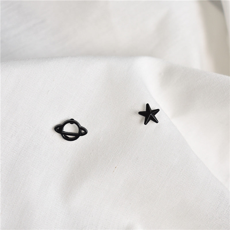 Black Planet Star Stud Earrings Women Jewelry Mom Gift Everyday Wear Earrings