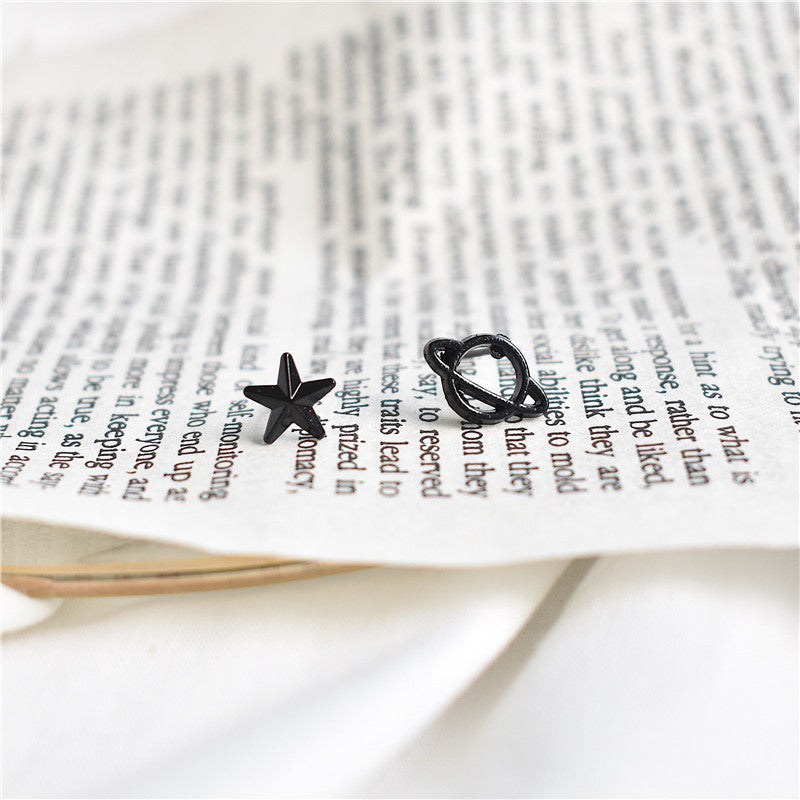 Black Planet Star Stud Earrings Women Jewelry Mom Gift Everyday Wear Earrings