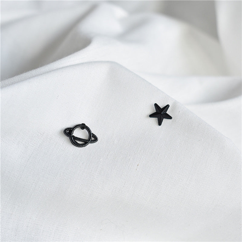 Black Planet Star Stud Earrings Women Jewelry Mom Gift Everyday Wear Earrings
