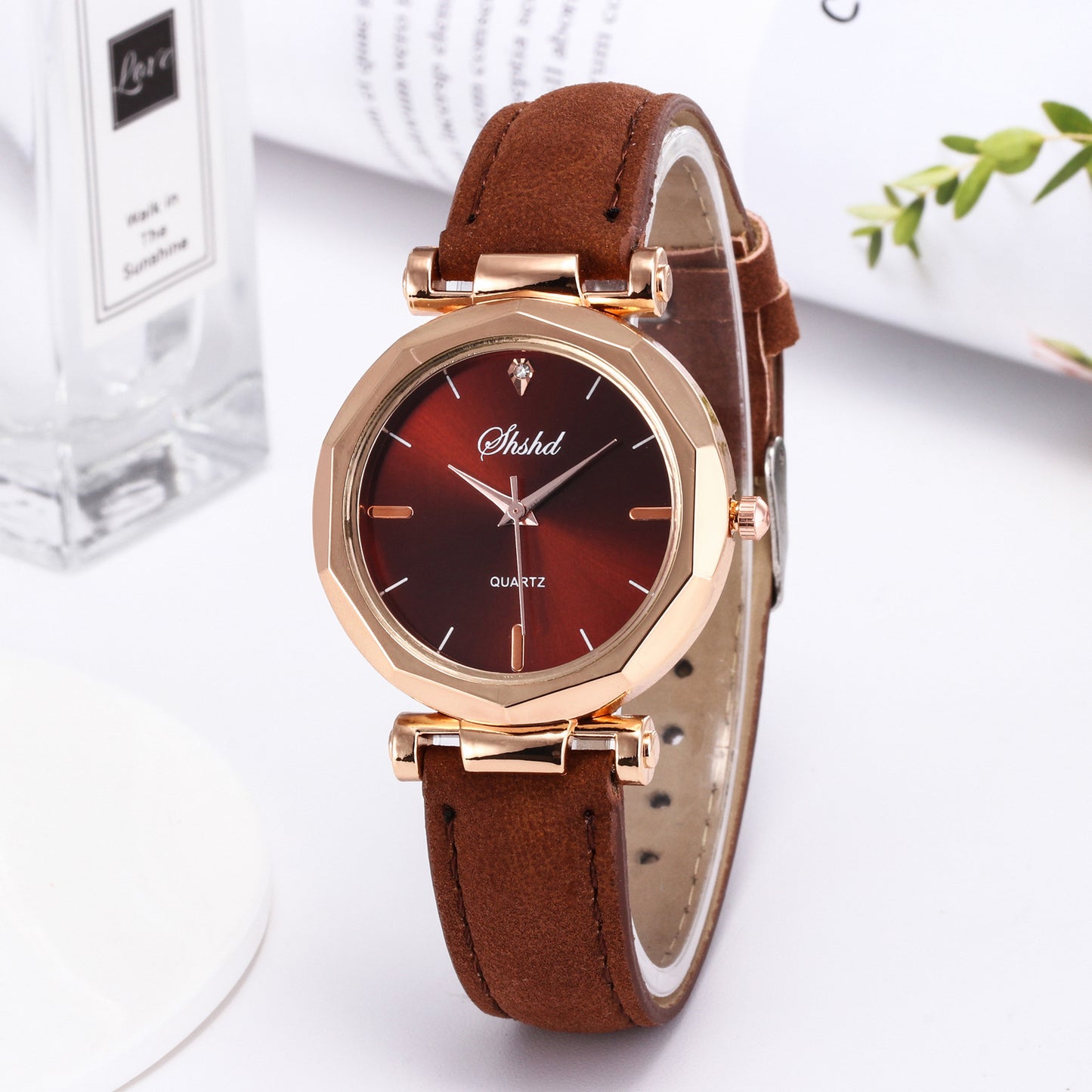 Frosted Leather Belt Watch Ladies Casual Quartz Watch