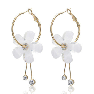 White Crystal Flower Dangle Earring Exquisite Fashion Drop Earrings For Women