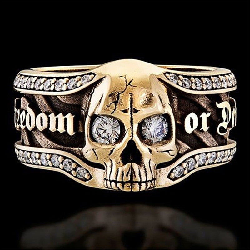 Gothic Punk Ring For Men Retro Skeleton Devil Male Ring Stainless Steel Skull Hip Hop Jewelry Creativity Gift