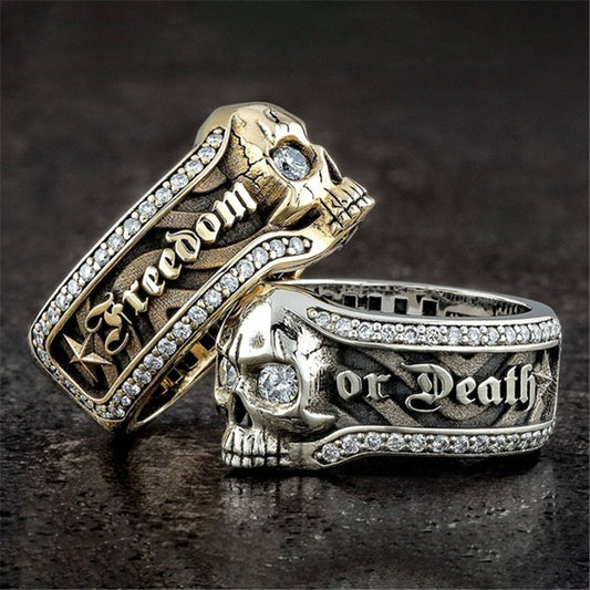 Gothic Punk Ring For Men Retro Skeleton Devil Male Ring Stainless Steel Skull Hip Hop Jewelry Creativity Gift