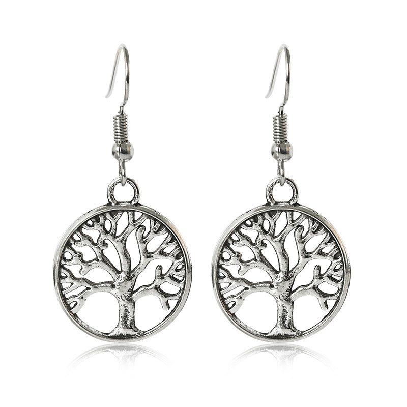 Tree Circle Ear Drop Earrings Dangle Women Fashion Jewelry Gift for Her