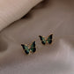 Green Butterfly Stud Earrings for Girls Women Stud Jewelry Gift Accessories