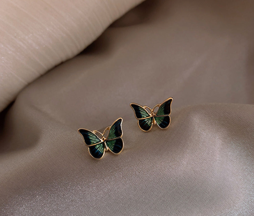 Green Butterfly Stud Earrings for Girls Women Stud Jewelry Gift Accessories